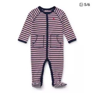 Ralph Lauren baby boy red/navy blue striped long sleeve Onesie romper 9 months